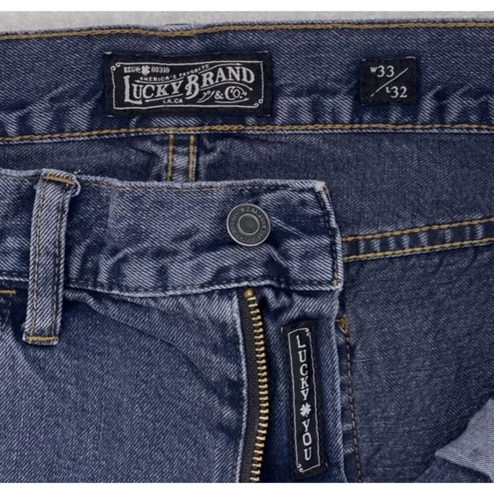 Lucky Brand 363 Straight Jeans Mens 34x32 Grey Black Denim 34 x 32 Measured Fit